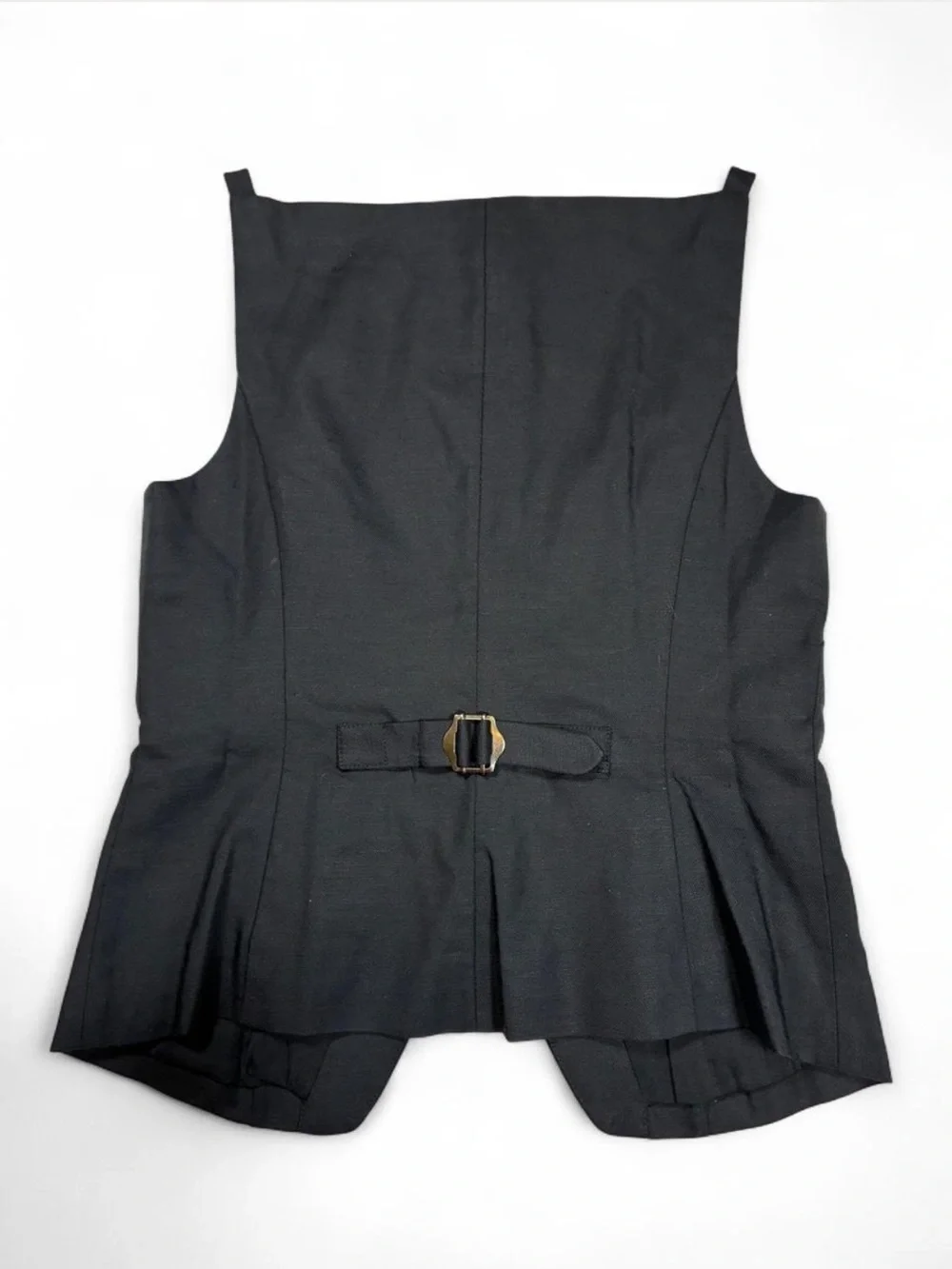 J.Crew Black Linen Cut Away Tank Vest Classic Sleek Brand New with Tags 2